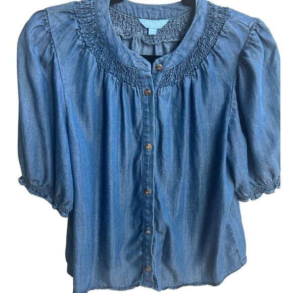 DRAPER JAMES - ELBOW SLEEVE BUTTON FRONT TOP - SIZE S - Picture 3 of 8